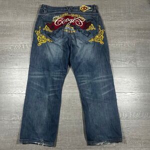 Vintage Coogi Australia Baggy Embroidered Denim Jeans Blue Mens 38x34 Hip Hop
